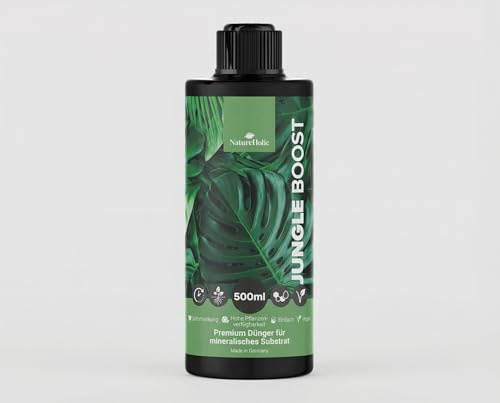 NatureHolic Jungle Boost Zimmerpflanzendünger für mineralisches Substrat | Spezialdünger für Bims Zeolith Lava | Optimal für Dochtbewässerung & Semi-Hydrokultur | NPK Flüssigdünger 500ml