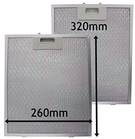 SPARES2GO Metal Mesh Filter for SIA Cooker Hood/Extractor Fan Vent (Pack of 2 Filters, Silver, 320 x 260 mm)
