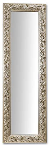 MO.WA Spiegel Wandspiegel Barock Klassisch 47x147 Silber Langer Spiegel Lehnspiegel Blattsilber Hängespiegel Langer Spiegel Barocker Holzspiegel