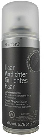 Hairfor2 Haarverdichtungsspray gegen lichtes Haar | Haarpuder | Streuhaar | Haarauffüller | Haarausfall | Haarverdichter (200ml, Schwarzbraun)