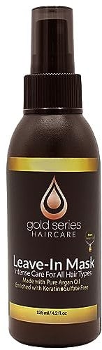 Moroccan Gold Series Leave-In Hair Mask – Argan Oil Hair Mask Enriched with Keratin – Nourishing and Gently Detangling Leave In Conditioner Spray for Curly, Frizzy or Damaged Hair, 125 ml