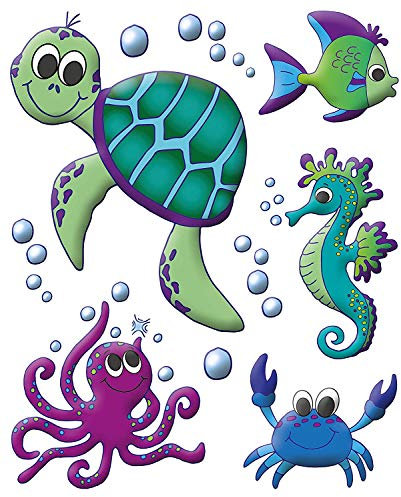 AVERY Zweckform 54994 Fensterbilder Meereswelt (10 Selbstklebende Fenstersticker, Fensteraufkleber und Deko für Fenster, Fensterfolie) mehrfarbig (5 Stück)