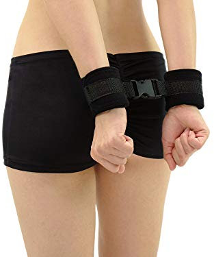 Soft-Bondage Handfesseln Klettfesseln mit Klick-Verschluss (Schwarz)