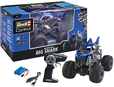 Revell Control Monster Truck Big Shark, Ferngesteuertes Auto, RC Modellauto, Spielzeug für drinnen und draußen, für Kinder ab 8 Jahren und Erwachsene, Tolles Geschenk für Ostern