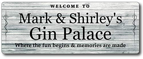 Maggie-mais Personalised Bar Sign Metal Gin Palace Plaque Gifts, Bar, Kitchen,