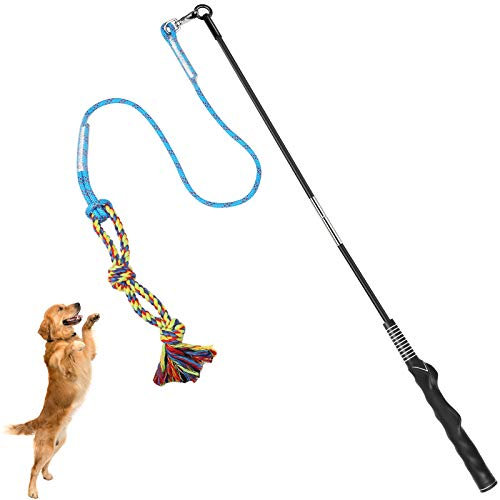 DIBBATU Juguete Interactivo para Perros, Varita mágica para Perros y Ejercicios al Aire Libre, Juguete Tether-Lure con aro para Perros pequeños