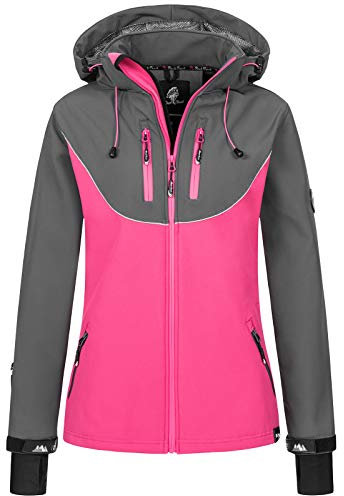 Rock Creek Damen Softshell Jacke Windbreaker Regenjacke Übergangsjacke Softshelljacke Damenjacke Regenmantel Outdoorjacke Kapuze D-442 Pink 4XL