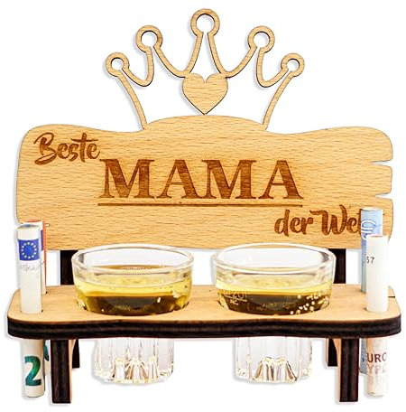 Schnapsbank mit Schnapsglas Deko Anker und Herz Geschenk - Beste Mama der Welt