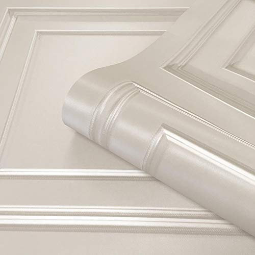 Cream Full Roll Amara Wood Panel Effect Wallpaper Textured Vinyl