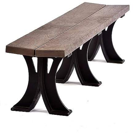BrackenStyle Recycled Plastic 180cm Backless Bench - Durable Commercial Grade Seat - 4 Person (Brown and Black)