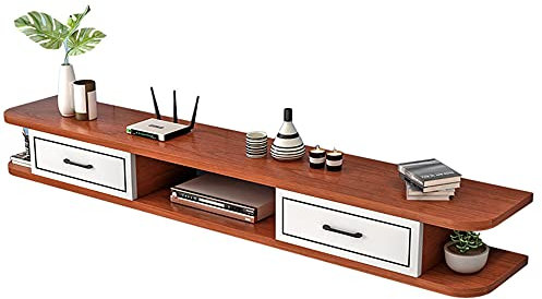 WFENG TV Lowboard TV Board Hängend Hängeschrank Wohnwand,TV-Kommode,mit Klappfächer und Offene Regale/C / 140×24×16cm