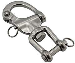 Mosqueton Nautico de Acero Inoxidable,Cierre mosquetón gancho Aparejo giratorio con grillete a presión Gancho de seguridad para perno de ojo giratorio 70 mm / 87 mm / 128 mm Plata