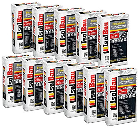 Isolbau C2TE S1 Flexkleber - 275 kg Flexibler Klebemörtel für Fliesenverlegung - Frostsicher, Verformbar & Wasserabweisend, Flexmörtel Natursteinkleber