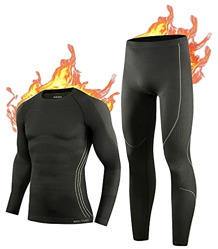 NOOYME Men's Thermals Base Layers Ski Compression Top & Bottoms Set