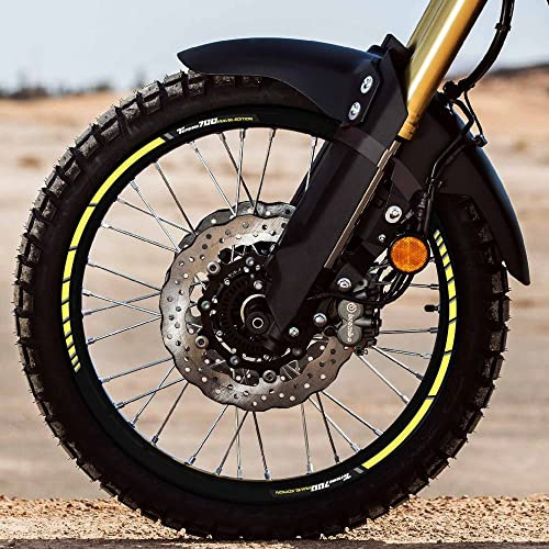 LABELBIKE Pegatinas Llantas Moto Compatible con Yamaha | Tenere 700 Travel Edition, Franjas, Llantas, Kit Tuning, Decoración, Amarillo