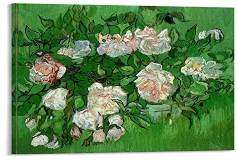 Vincent Van Gogh – Rosa Rosen Poster dekorative Malerei Leinwand Wandkunst Wohnzimmer Poster Schlafzimmer Gemälde 30 x 45 cm