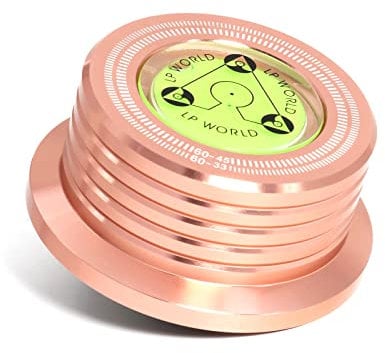 KozyOne Record Weight Stabilizer, Turntable Disc Record Stabilizer Clamp with Bubble Level for Vinyl LP Record Player (Rose Gold)