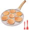 Bobikuke Smiley Face Pancake Pan, Pancake Frying Pan Non Stick, 7 Holes Mini Pancake Maker for Kids, Crepe Pan 26cm - White