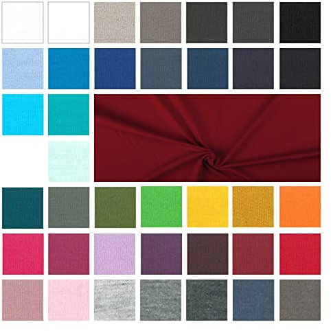 Baumwolljersey Meterware - Jerseystoff - Jersey Uni - Jerseystretch - 38 Farben - Öko-Tex 100 Kl. 1 (Babytauglich) - *** 50 cm x 148 cm ***, Farbe: 118 dunkelrot