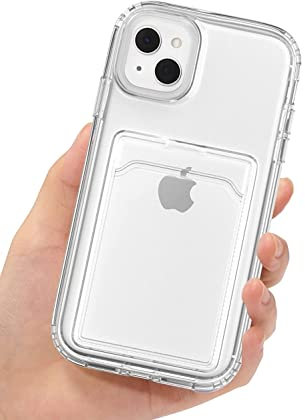 SFthingsss Compatible with iPhone 13 Case Shockproof Wallet Cover for iPhone 13 with Card Holder Protective Phone Case Rubber Bumper for iPhone 13 Card Holder Slot Cover Clear