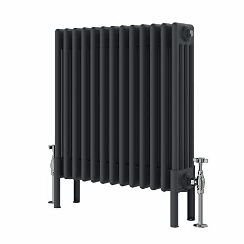 WarmeHaus Chauffage central horizontal traditionnel 4 colonnes en fonte Anthracite 600 x 605 mm