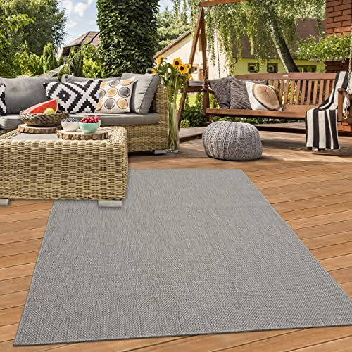 Teppich-Traum Klassisch-moderner Sisal Teppich Wintergarten • In- & Outdoor • in grau, 120x170 cm
