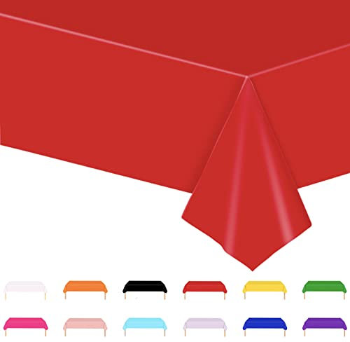 Tischdecke Rot,137x274cm Einweg Tischdecke Tischtuch Plastiktischdecke,Tischtuch Rechteckige Tischabdeckung Gartentischdecke Outdoor Table Cloth für Gastronomie,Feste,Party,Hochzeiten oder Haushalt