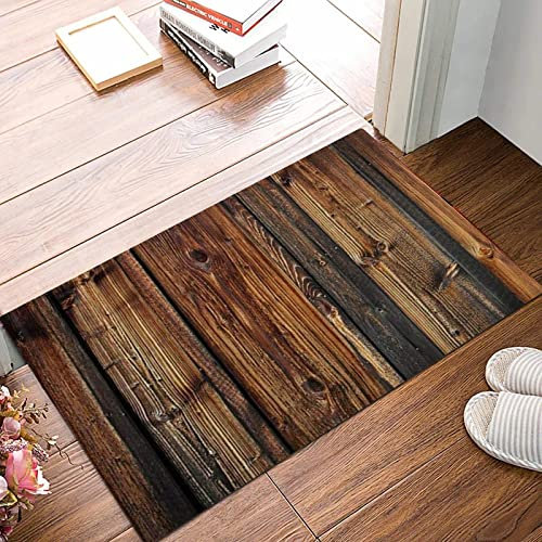 ANNKOOT Weich Badezimmerteppich 50x80 cm,Rustikale braune Holzplatte im Landhausstil aus Holz im Landhausstil,rutschfest waschbar Badematte, Badteppich Mikrofaser Saugfähig Badvorleger Duschvorleger