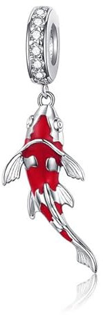 925 Sterling Silber Lucky Koi Fish Red Mushroom Charms Anhänger Bead Fit Original Armband DIY Halskette Schmuckherstellung