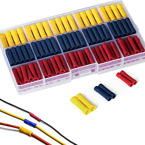 RUNCCI-YUN 200PCS Connettori Elettrici, Terminali Elettrici a Crimpare Set di Connettori Femmina e Maschio, Terminali Elettrici a Vanga Isolati, Connettori di Giunzione di Testa - Blu, Rosso, Giallo