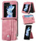 ZCDAYE Hülle für Samsung Galaxy Z Flip 5 Handytasche mit abnehmbarem Kartenhalter, Multifunktionale Samsung Z Flip 5 Handyhülle aus PU Leder Klapphülle Schutzhülle für Galaxy Z Flip 5 Case, Rot