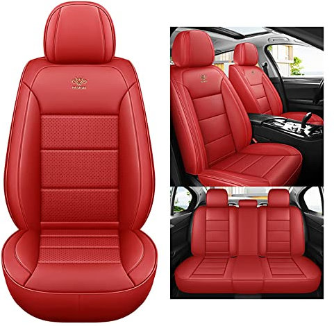 nenyan Autositzbezüge Komplett Set Universal in Premium Design | Schonbezüge für die Vordersitze & Rückbank | Auto Sitzbezüge Airbag Geeignet | Wasserdicht Sitzbezug - Rot