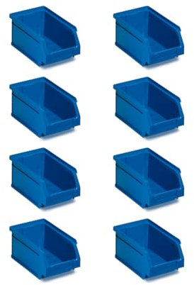 Tayg Lot de 8 bacs en plastique empilables n°55 – Organiseur à vis, tiroir, boîte de rangement, bacs en plastique rectangulaires, 33,6 x 21,6 x 20 cm