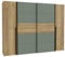 Forte Narago Kleiderschrank 270, 4-türiger Dreh-Schwebetürenschrank mit Einlegeböden und Kleiderstange, Holzwerkstoff, Mauvella Eiche-Salbei, 270.3 cm breit, 210.5 cm hoch, 61.2 cm tief