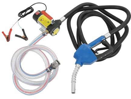 DICMIC Diesel Fuel Transfer Pump Kit, 10 GPM 12V DC Portable Electric Self-Priming Fuel Transfer Extractor Pump Kit with Automatic Shut-off Nozzle Hose for Diesel, Kerosene, Machine, Transformer Oil