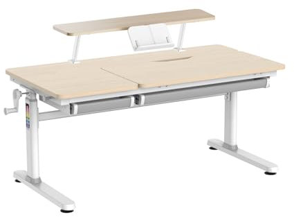 HOKO Ergo-Study-Table COMPAKT Plus, Manuell höhenverstellbar Kinderschreibtisch mit Schreibtischaufsatz mit Neigung Einstellbarer Tischplatte und Butler mit Buch-Halterung (CELIN und ALVO)