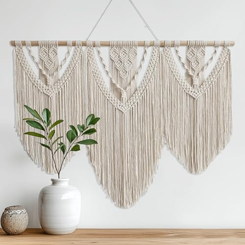 oiikain Large Macrame Wall Hanging, Boho Tapestry Wall Decor, 43 x 32 Inch