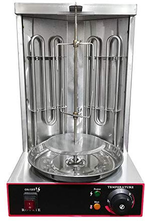 Vertikaler Elektrogrill Schaschlikgrill Tischgrill Dönergrill Grill, fettfreier Rotisserie Rotary BBQ Maschine, elektrische Grillmaschine, Maker Tool, zwei Heizrohre Edelstahl Grill BBQ, 360° Allround