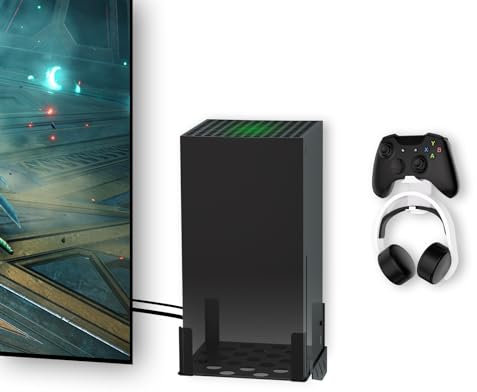 JOYTORN Wall Mount Kit Compatible with Xbox Series X with Controller and Headset Stand-Black Metal
