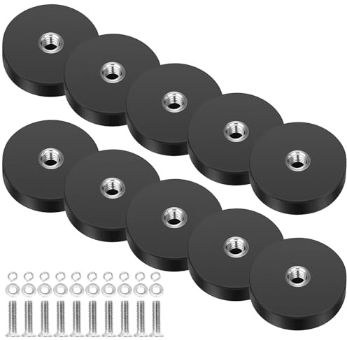 Wukong Gummiert Magnete, Ø 22mm | 10 Stück | M4 Flacher Faden, Extra Stark Neodym Magnete Anti-Rutsch Größe Magnete für Fahrzeuge, Lampen, Befestigen von Werkzeugen