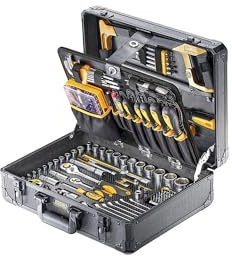 kaiserkraft | Werkzeugkoffer BASIC | mit 211 Teilen | Schwarz | Gelb