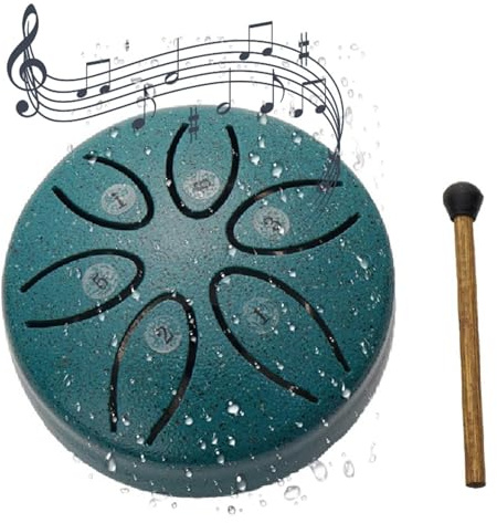 Regentrommel für Garten,Chakra-Trommel,3 Zoll 6 Tone Steel Tongue Drum,Rain Drum Outdoor,wasserdichte Trommel-Regenglocke,Chakra Drum Regen Steel Tongue Drum(Green)