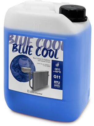 ErrecHome Blue Cool, Liquido Radiatore Blu -30°C/+107°C, antigelo G11 con pacchetto inibitore NAP FREE, Pronto all’uso, 5 Litri