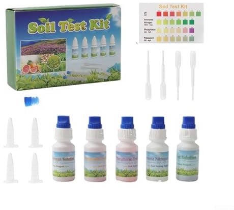 Oniissy Kit per test del suolo da 10 ml, soluzione per misurare il pH, test di giardinaggio agricolo, identificare facilmente correttori e fertilizzanti del suolo, pH, azoto, fosforo, potassio