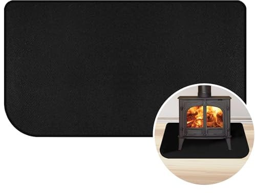 LeadCon 70 cm x 120 cm - Tapis ignifuge pour cheminées et poêles à bois, tapis de cheminée ignifuge - Protection des sols - En forme de D