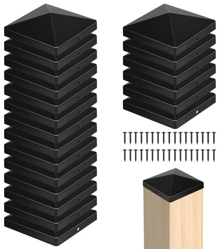 DBREAKS 20 Stück Pfostenkappen 10x10 cm, Abdeckkappen für Pfosten, Zaunpfosten Kappen, Kunststoff Pfostenkappe, Quadratische, Inklusive Schrauben, für Holzpfosten