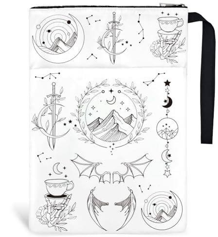 Hobbspring 1 Stück Fantasy Roman Buchumschläge Polyester Buchhülle Buchschutz Mit Reißverschluss Und Vordertasche Geburtstags Und Weihnachtsgeschenk Für Schüler Und Lehrer 34x24cm