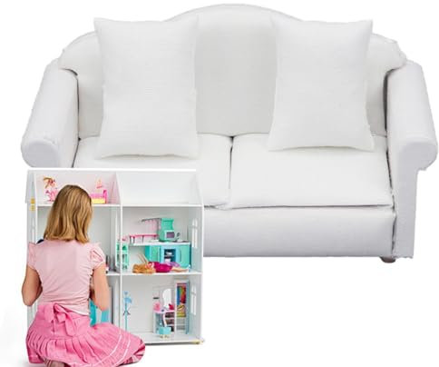 Puppensofa, Puppencouch - Miniatur-Wohnzimmermöbel im Maßstab 1:12 - Puppenhaus Spielzeug Sofa Möbel Spielzeug Puppenhaus Zubehör Rollenspiel Spielzeug für Mädchen