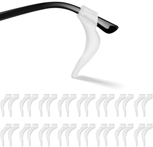 Qufiiry 16 Paia Ferma Occhiali in Silicone, Antiscivolo Occhiali Gancio, Reggi Occhiali con Supporto Punta Stanghette Antiscivolo per Occhiali, Occhiali da Sole, Occhiali da Vista, Trasparente