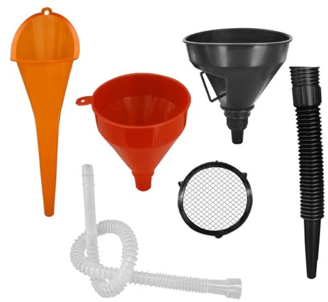 Juego de 6 embudos para coche, embudo de aceite de boca ancha flexible, embudos de aceite de cuello largo de plástico, accesorios de embudo de coche para agua, motor, aceite, gasolina, refrigerante,